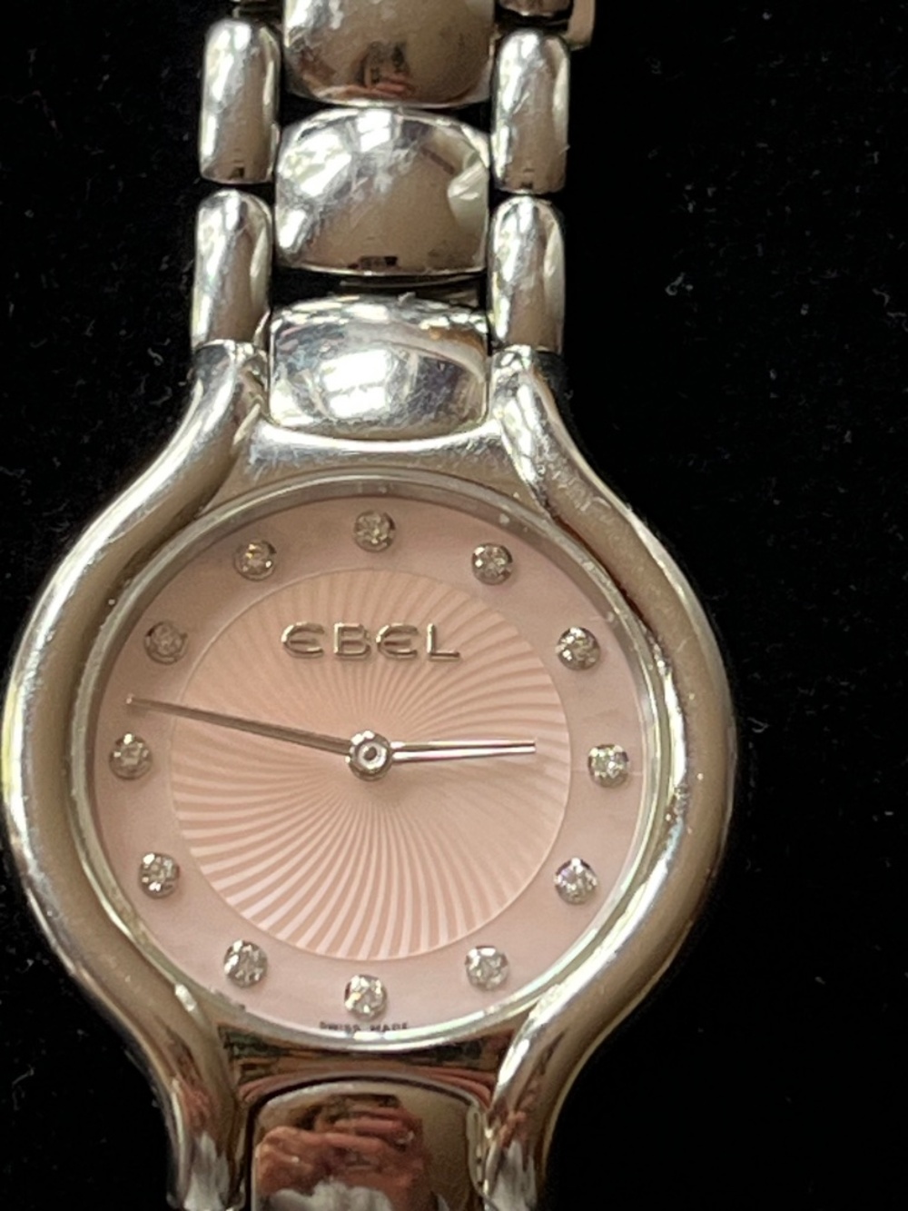 Ebel Beluga Pink Mother of Pearl Guilloche Diamonds - 27 mm- Stunning -Excellent